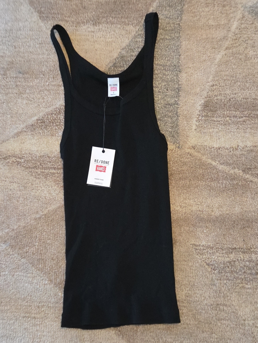 Re/Done Black Sleeveless Ribbed Tank